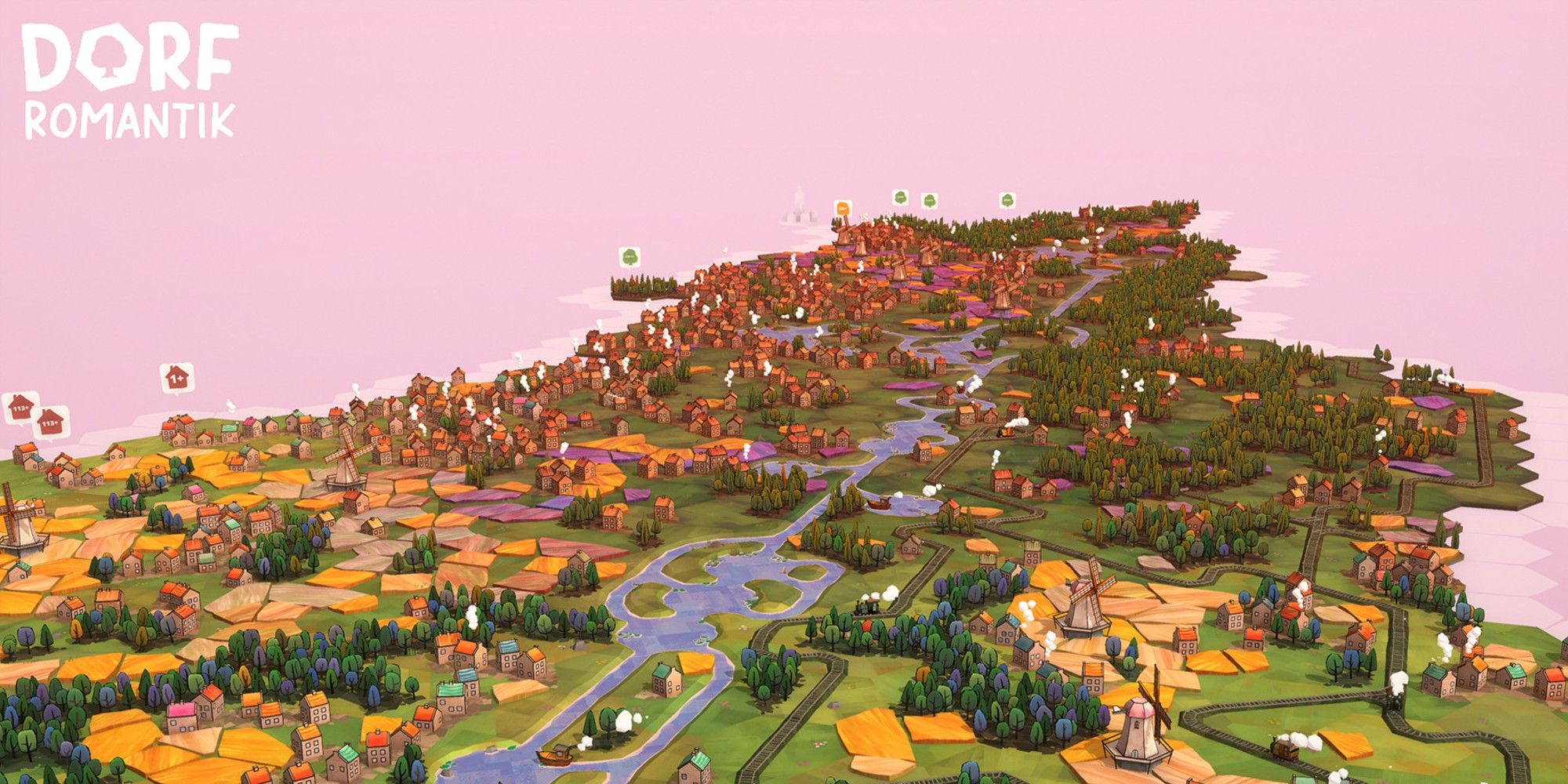 city builder - dorfromantik river, fields and forest