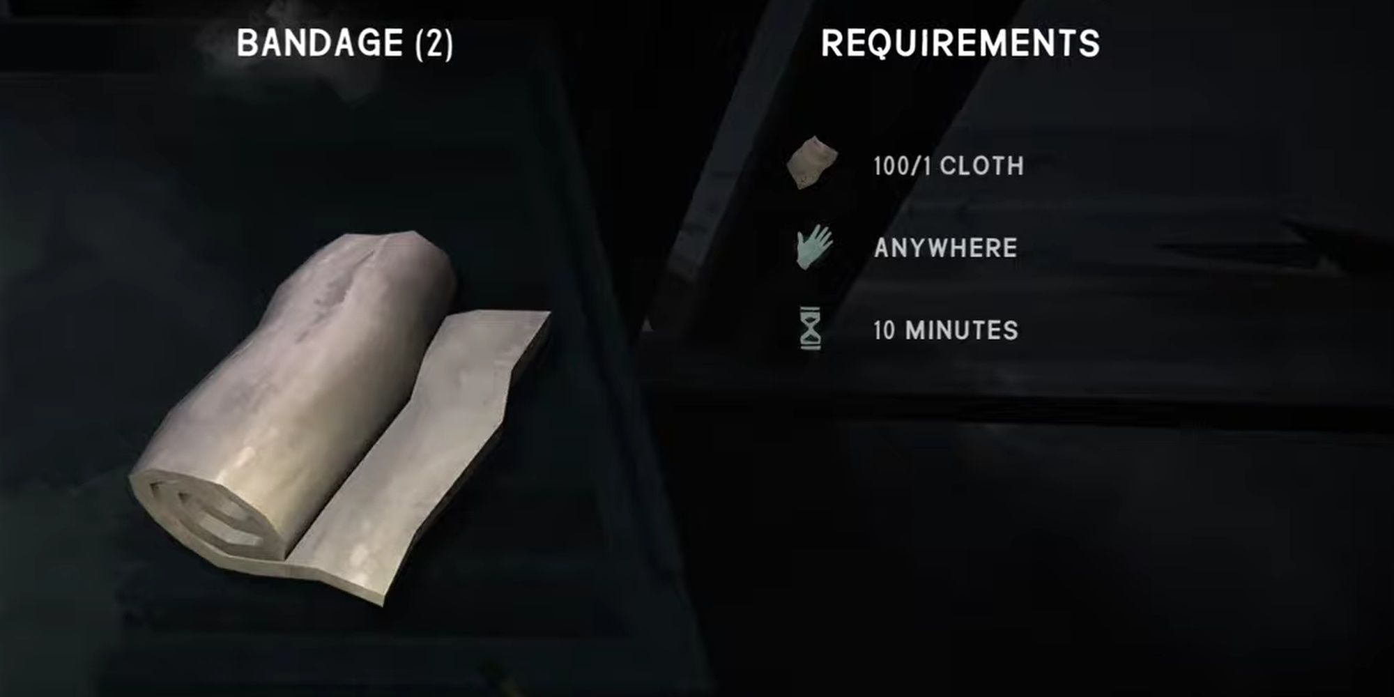The Long Dark: Crafting Requirements For Bandages