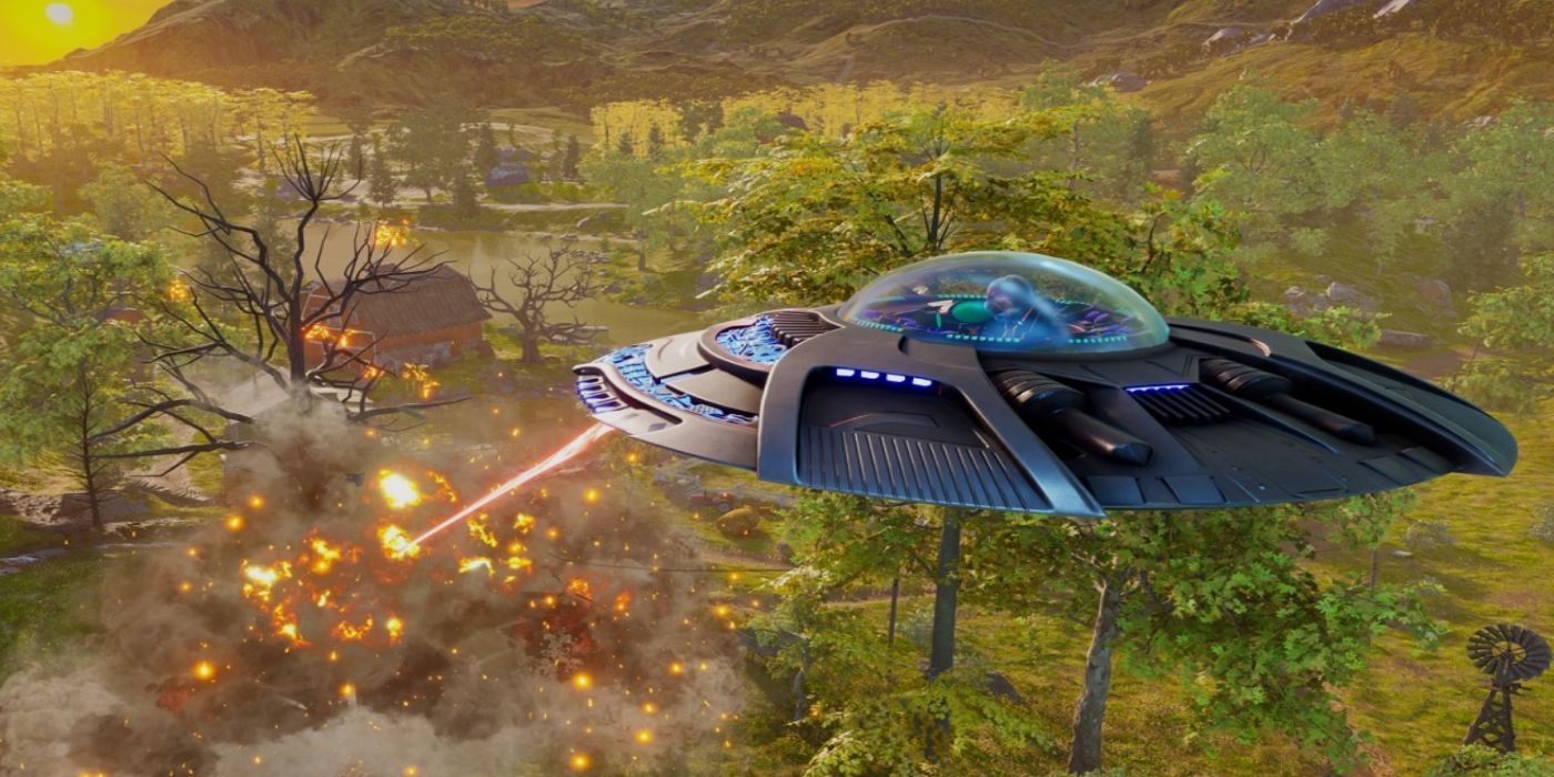 The Saucer in Destroy All Humans is in the process of destroying a farm