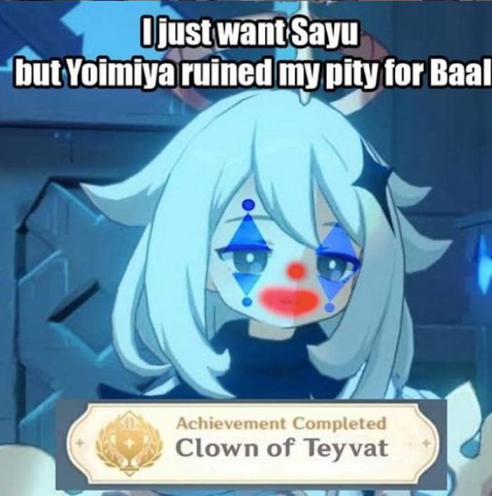 Image of Paimon in clown makeup