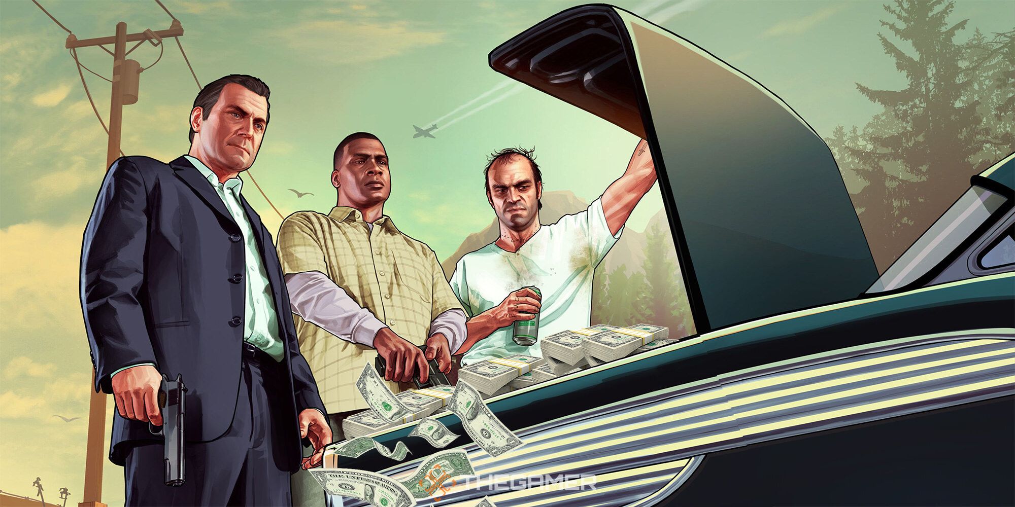 gta 5 stuffing money into the trunk of a car