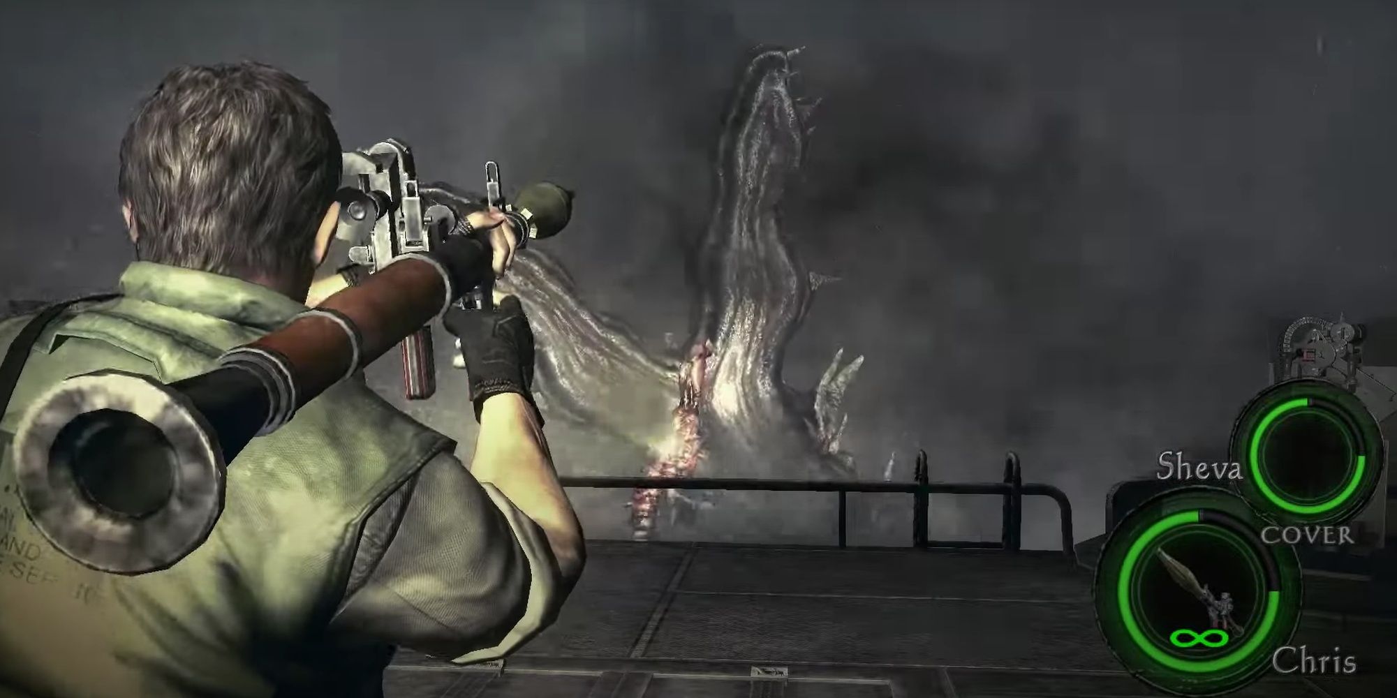 Resident Evil 5: Chris Firing Infinite Ammo RPG At Boss