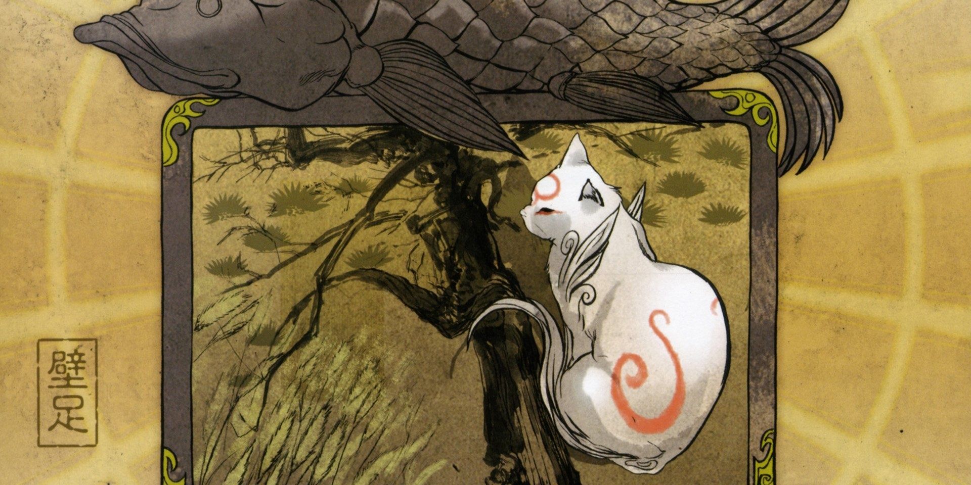 Kabegami in a painting in Okami