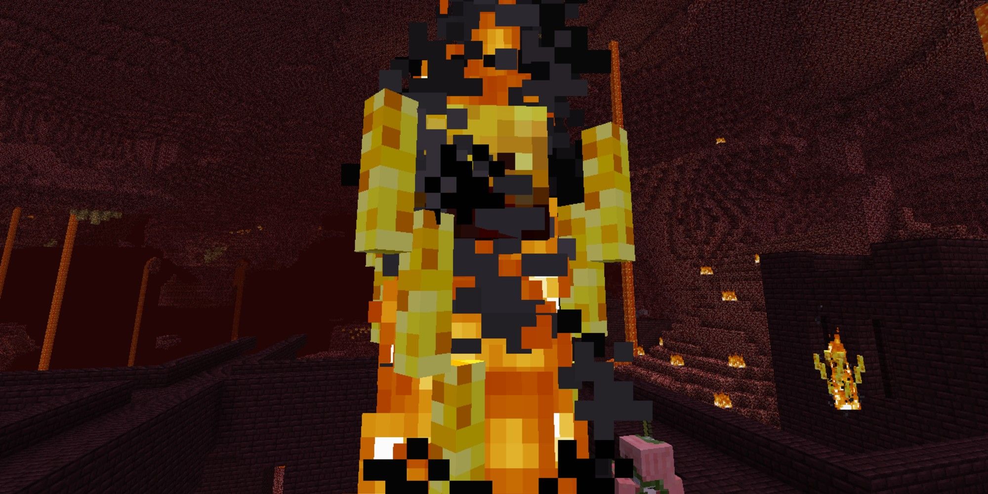 A Blaze in Minecraft on fire