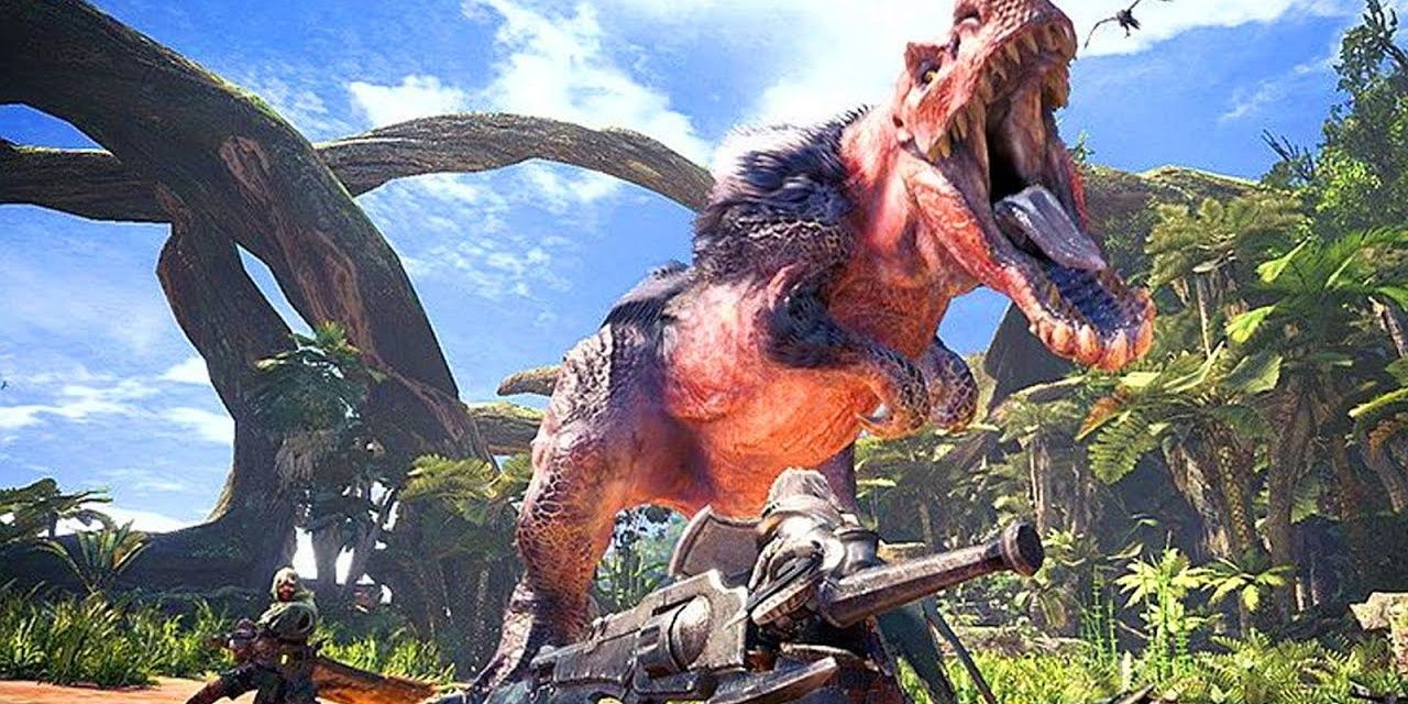 Screenshot of a dinosaur in Monster Hunter World.