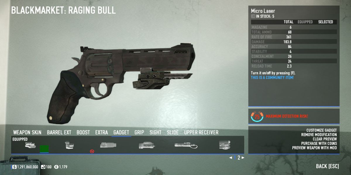 Payday 2 Raging Bull Revolver With Laser Sight