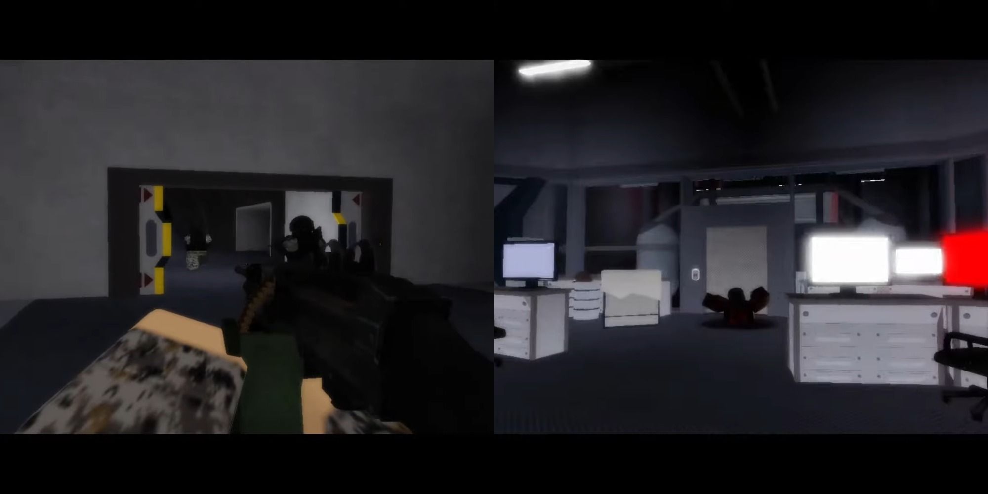 A split image showing gameplay from Project SCP.