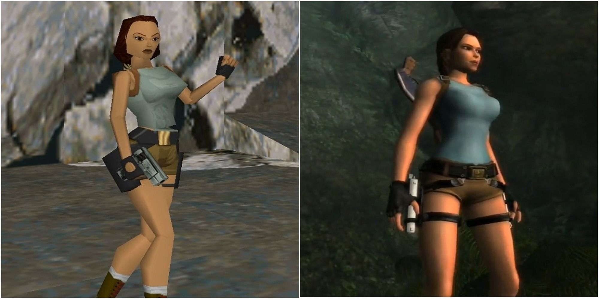 Lara Croft's in game models in Tomb Raider and Anniversary
