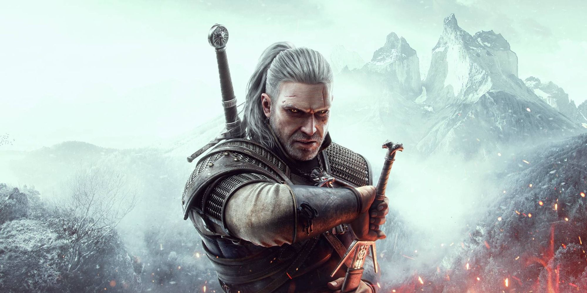 Geralt of Rivia should be able to survive jumping off a chest-high wall. 