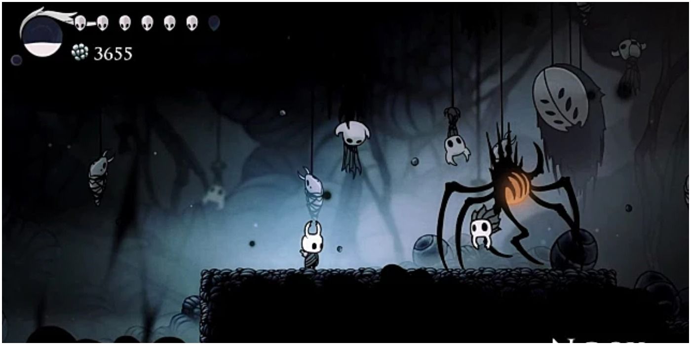 Encounter with Nosk in Hollow Knight 