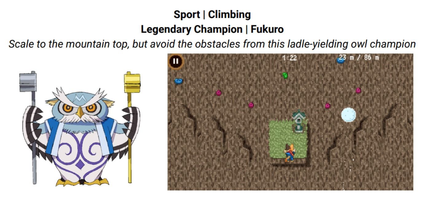 Image Displaying The Climbing Event From the Google Doodle Champion Island Games With Lucky the Cat and The Legendary Champion Fukuro