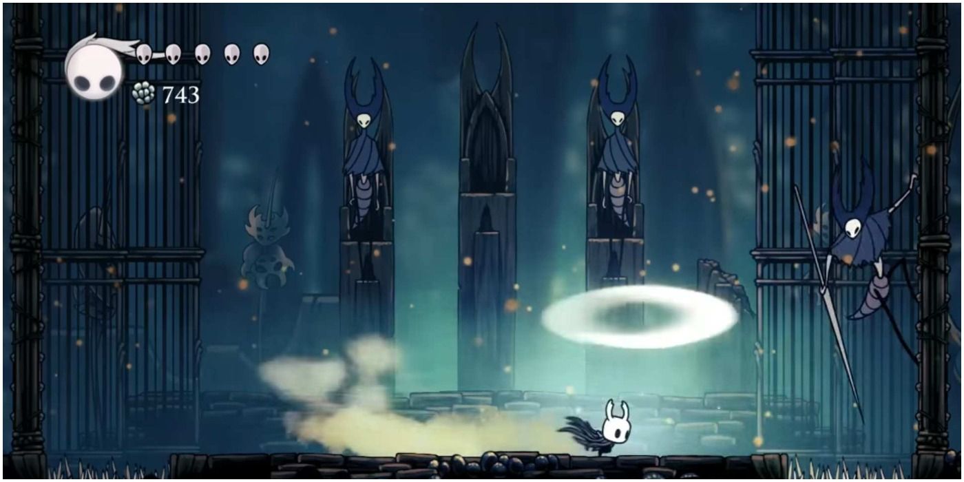 Still of the Mantis Lords Fight In the Fungal Wastes in Hollow Knight