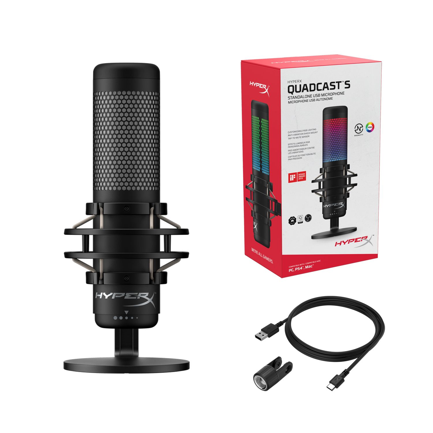 HyperX QuadCast S Is The All In One Mic For Streaming, Podcasting, And ...