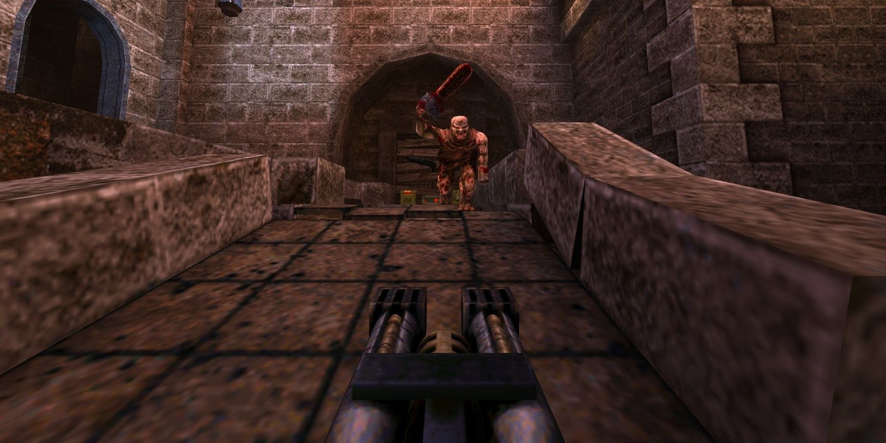 A screenshot showing gameplay in the Quake remaster