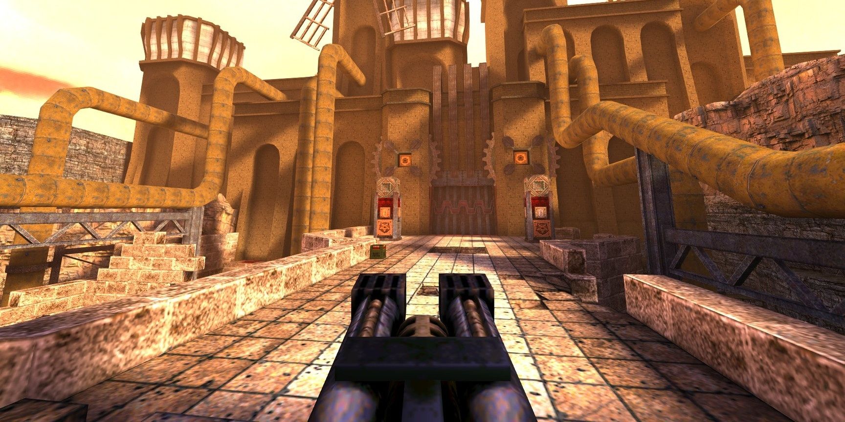 A screenshot showing gameplay in the Quake remaster