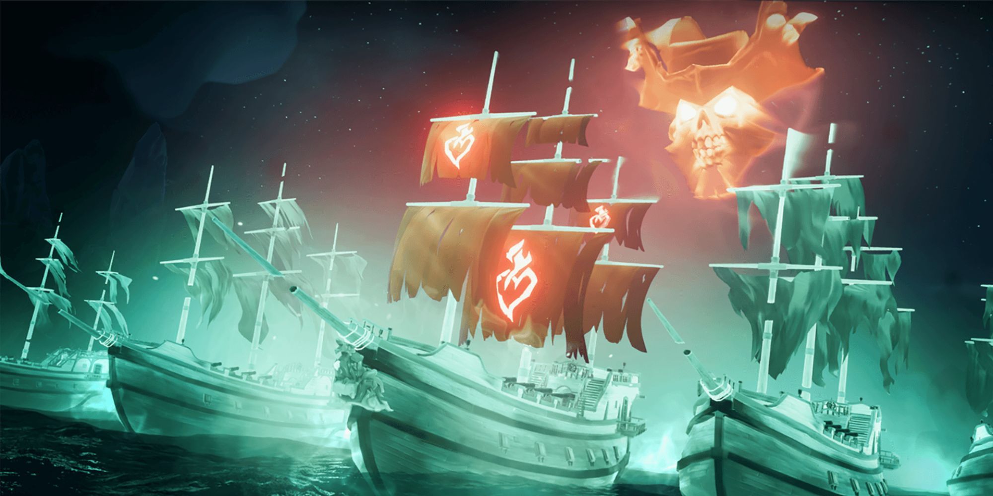 Sea Of Thieves Flameheart Ship Fleet In The Ocean