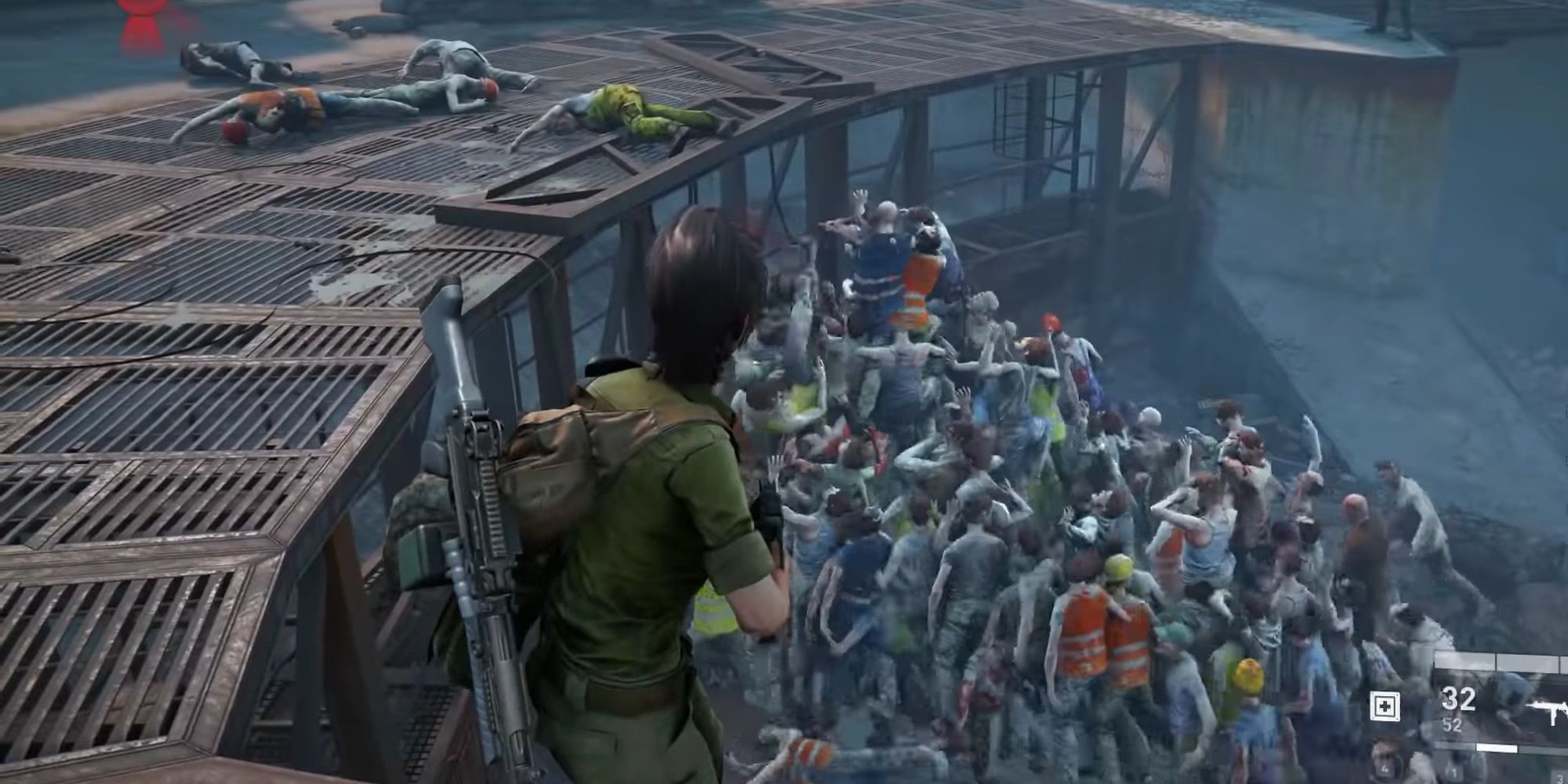 World War Z: Zombies Stacking To Climb Up Platform