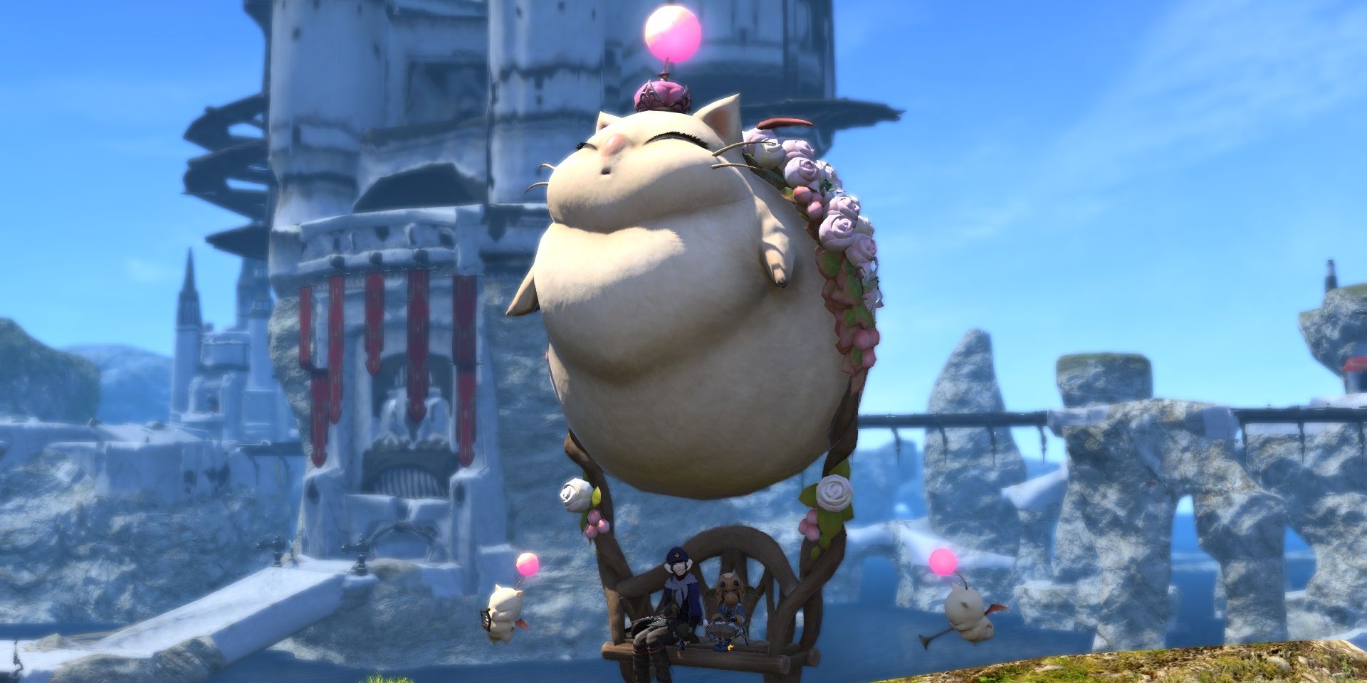 A Moogle mount in Final Fantasy XIV