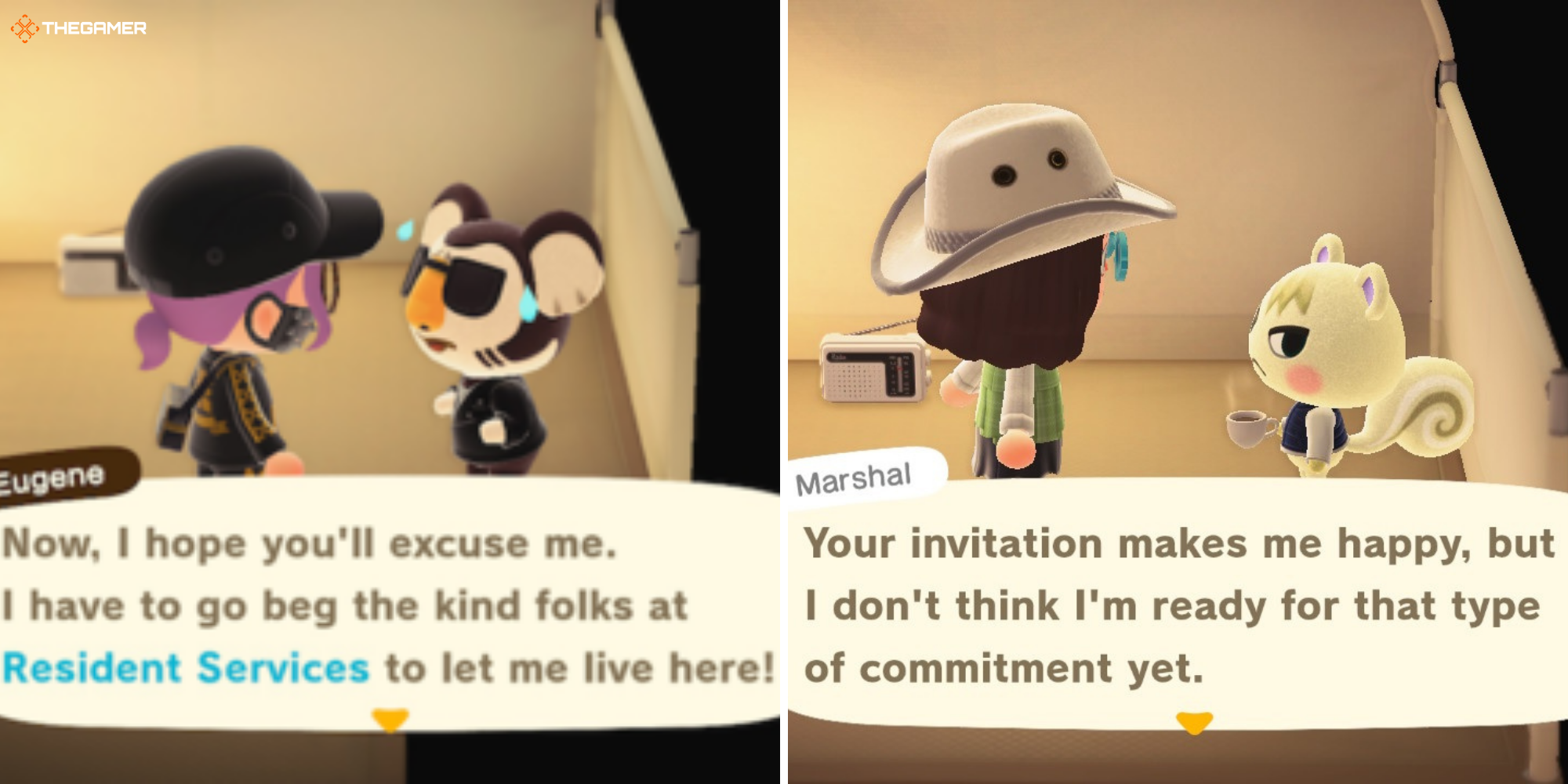 Animal Crossing New Horizons player talking to campers
