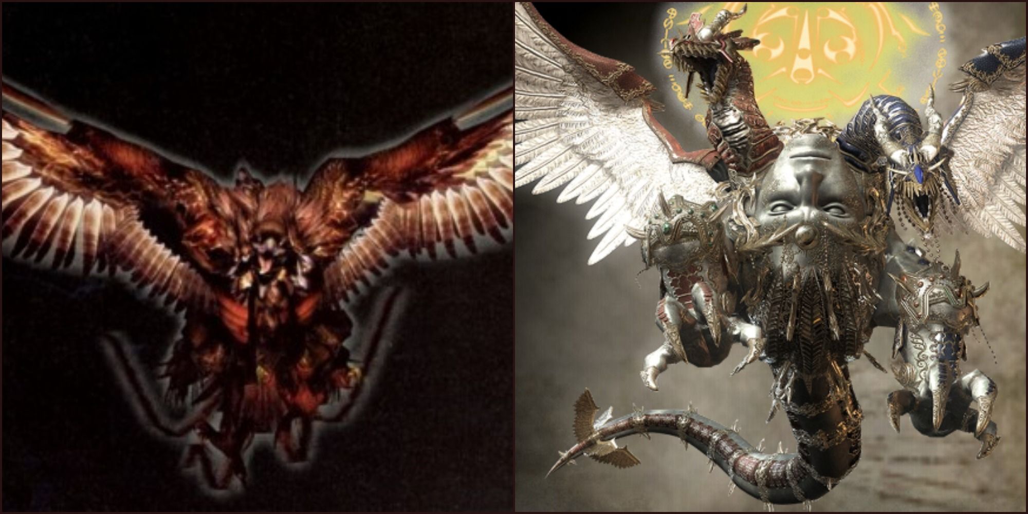 Griffon from Devil May Cry and Fortitudo from Bayonetta from left to right both in flight