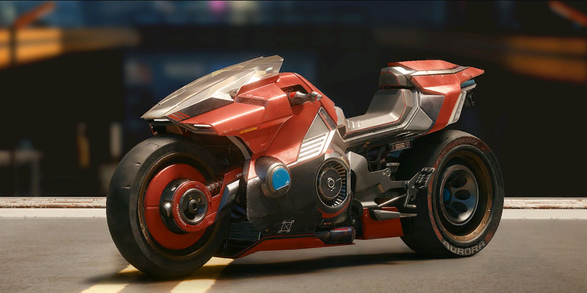 Best Vehicles a close up of the Yaiba Kusanagi CT-3X bike from Cyberpunk 2077 against an out of focus backdrop