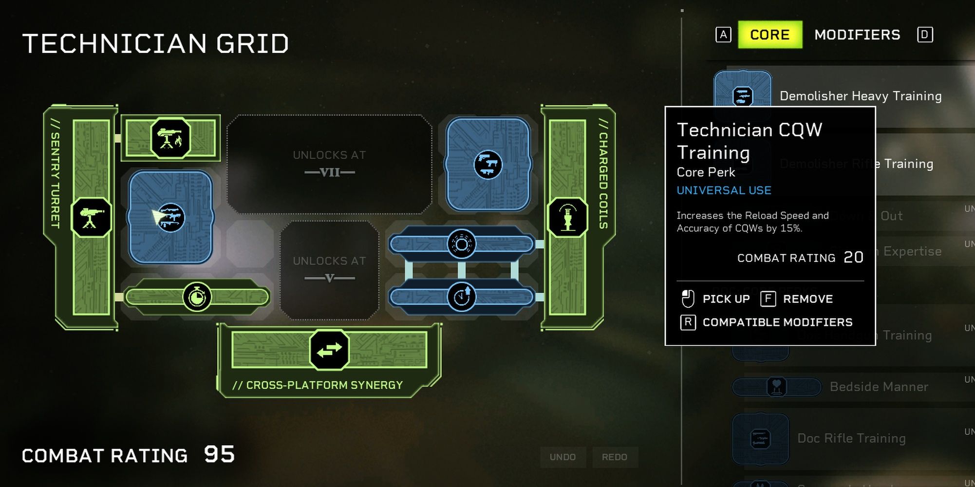 Aliens: Fireteam Elite Universal CQC Perk Being Used By Technician Loadout