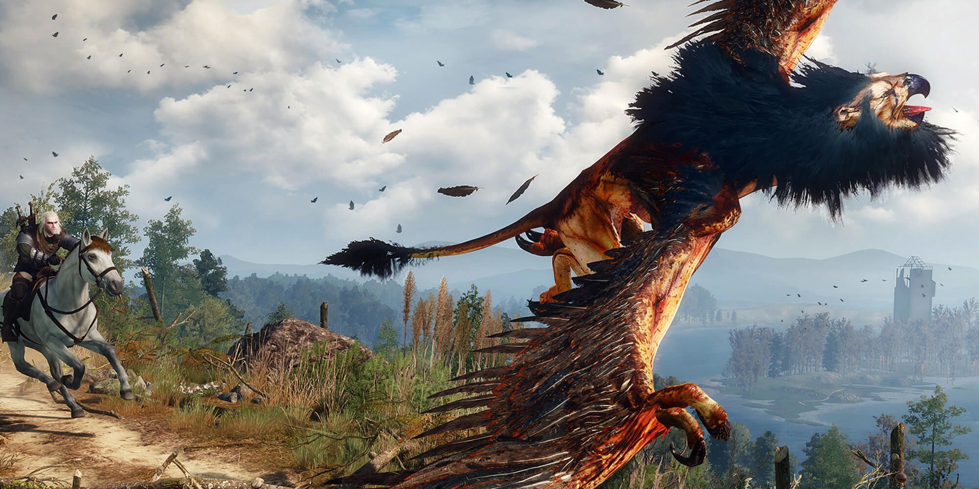 The Witcher Chases Down A Griffin