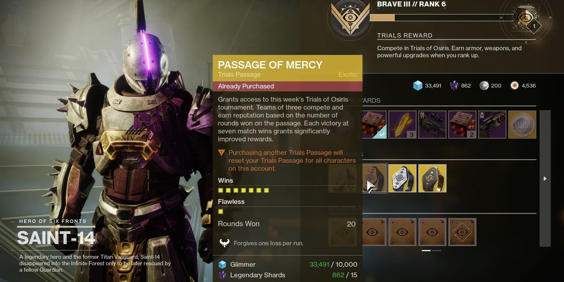 Destiny 2 Trials Passage of Mercy