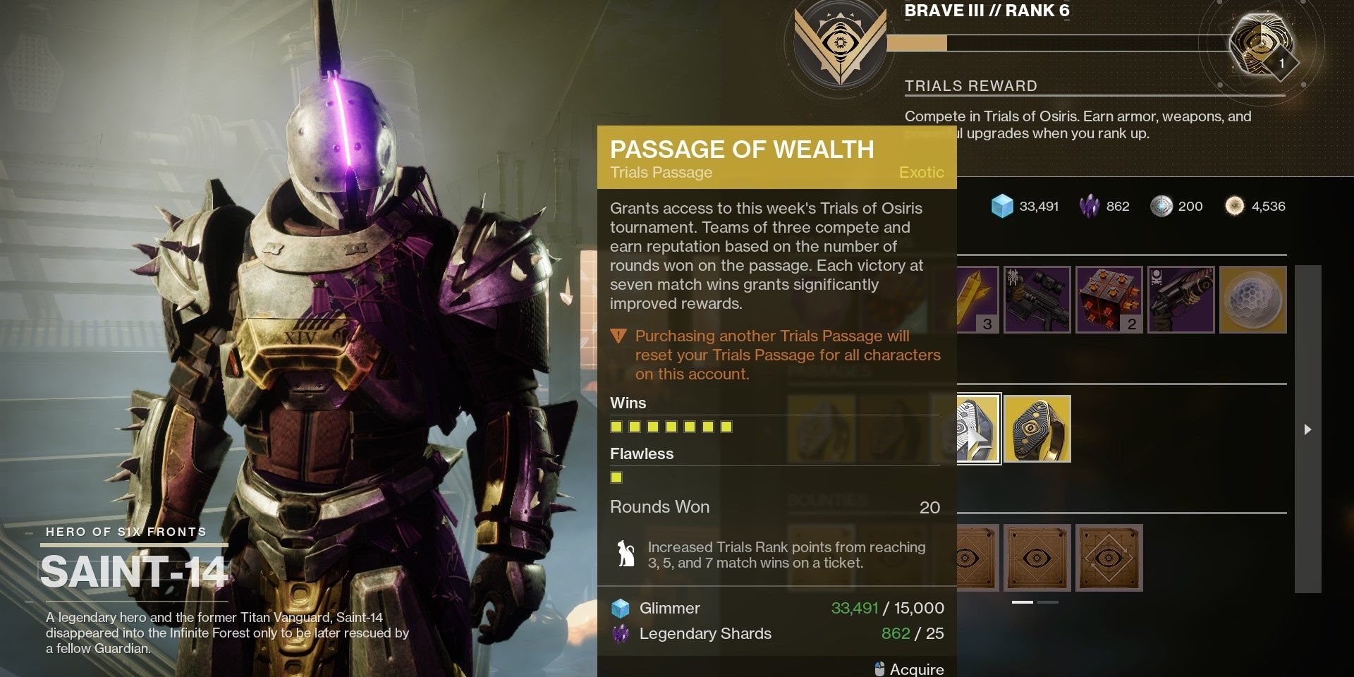Destiny 2 Trials Passage of Wealth