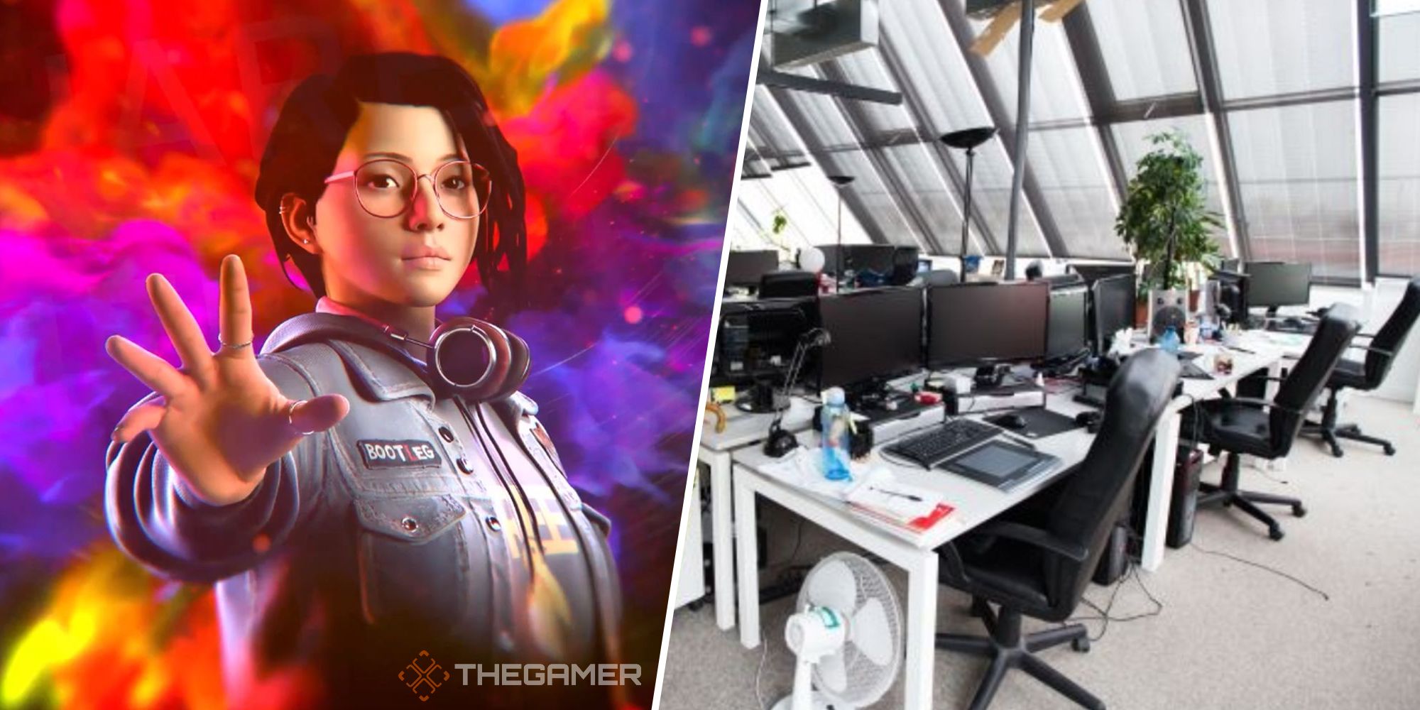 Protagonist from Life is Strange True Colors on the left, Dontnod office on the right
