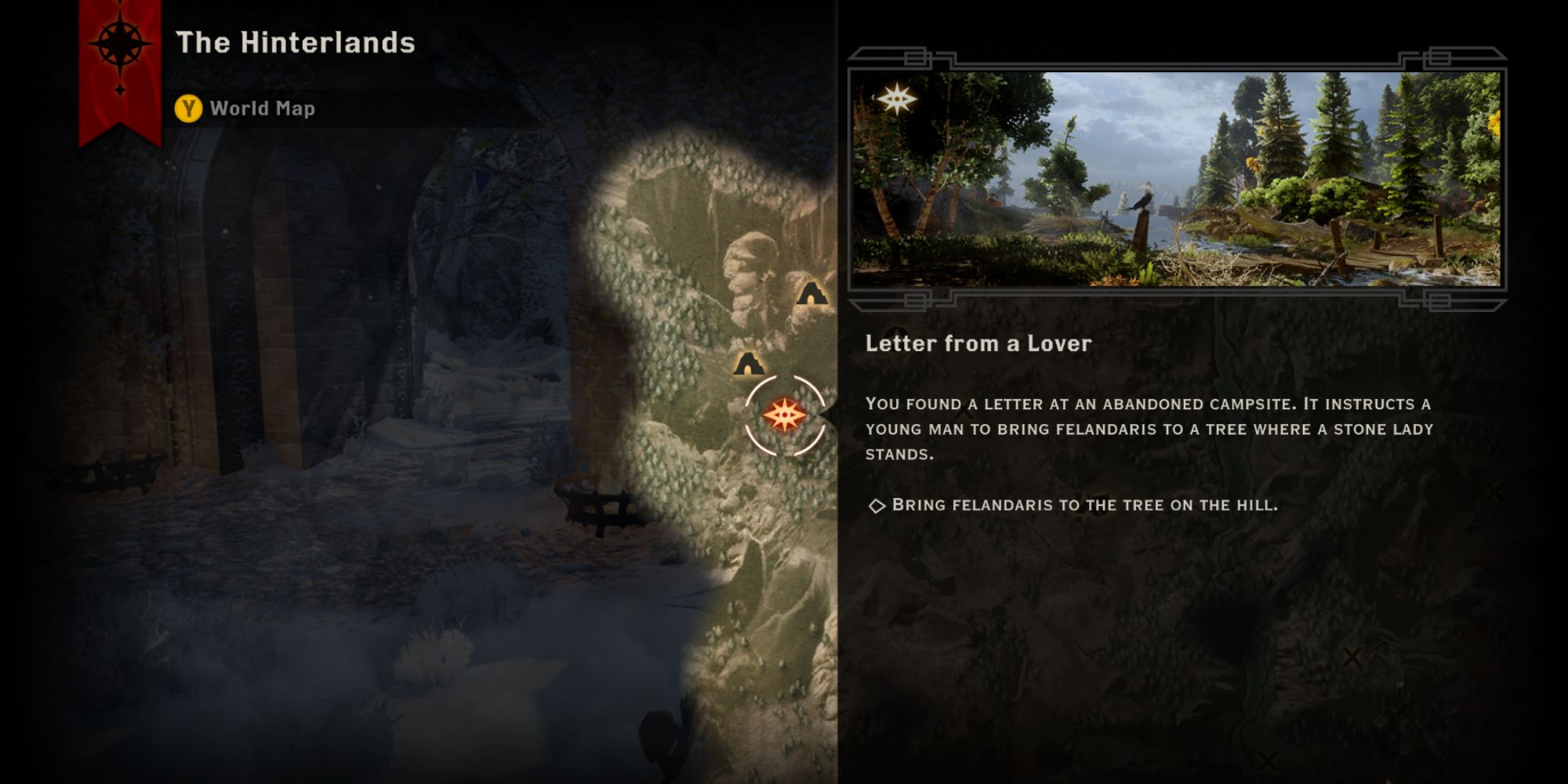 Dragon Age Inquisition Stone Lady Hinterlands Map Location