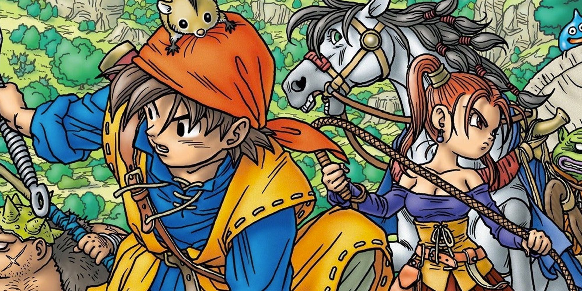 Dragon Quest 8 artwork featuring the hero and multiple other characters
