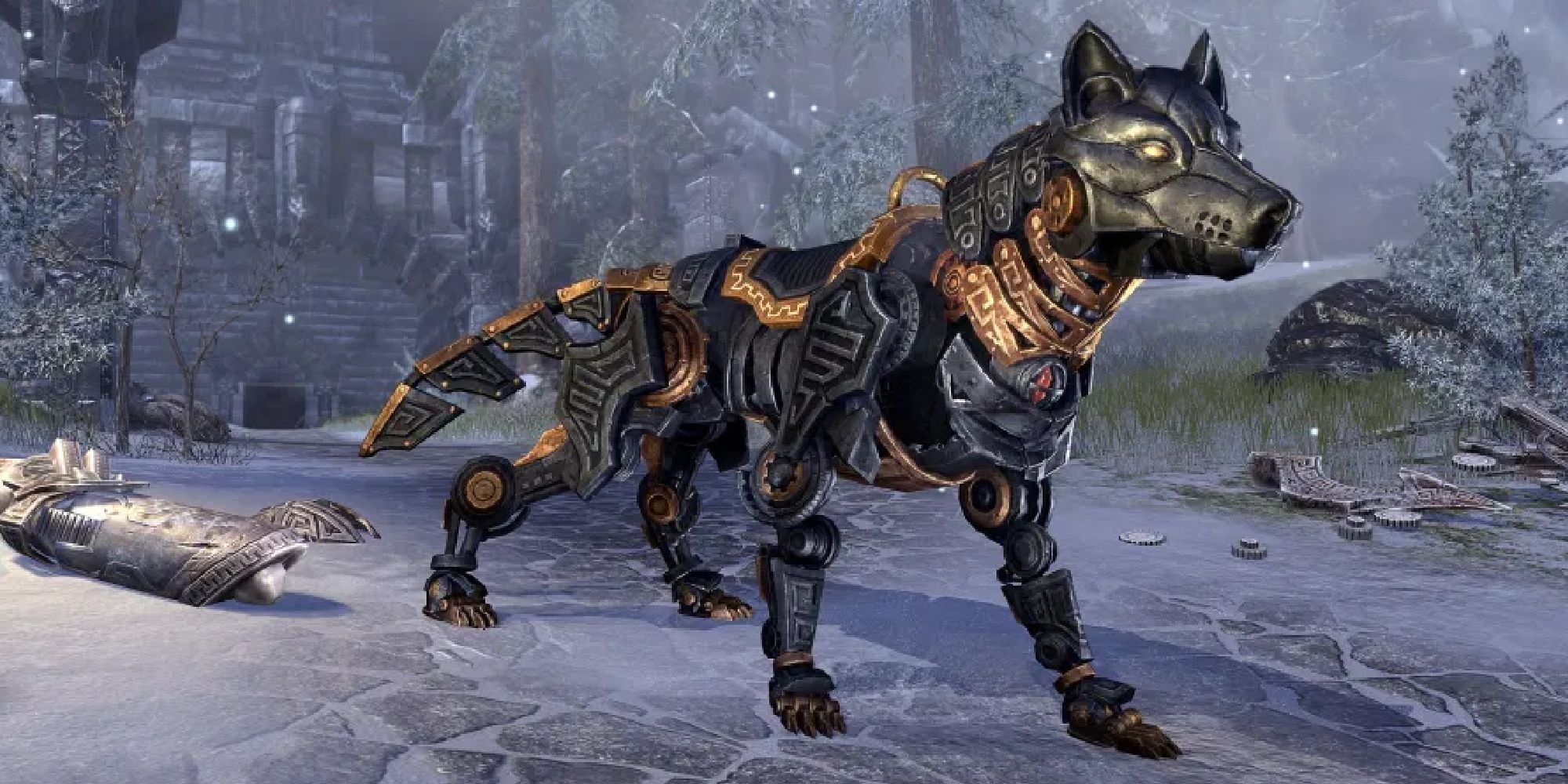Dwarven Wolf Mount Eso standing in the show 