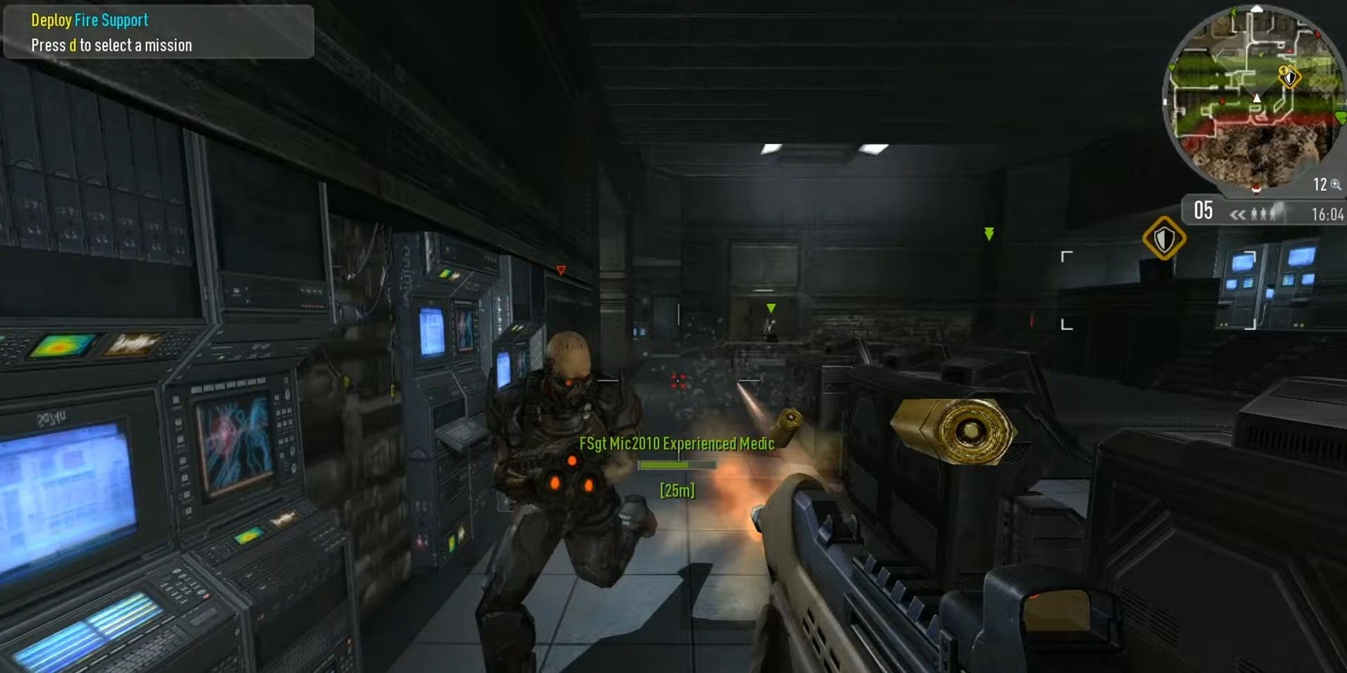 A player using an assault rifle in Enemy Territory Quake Wars