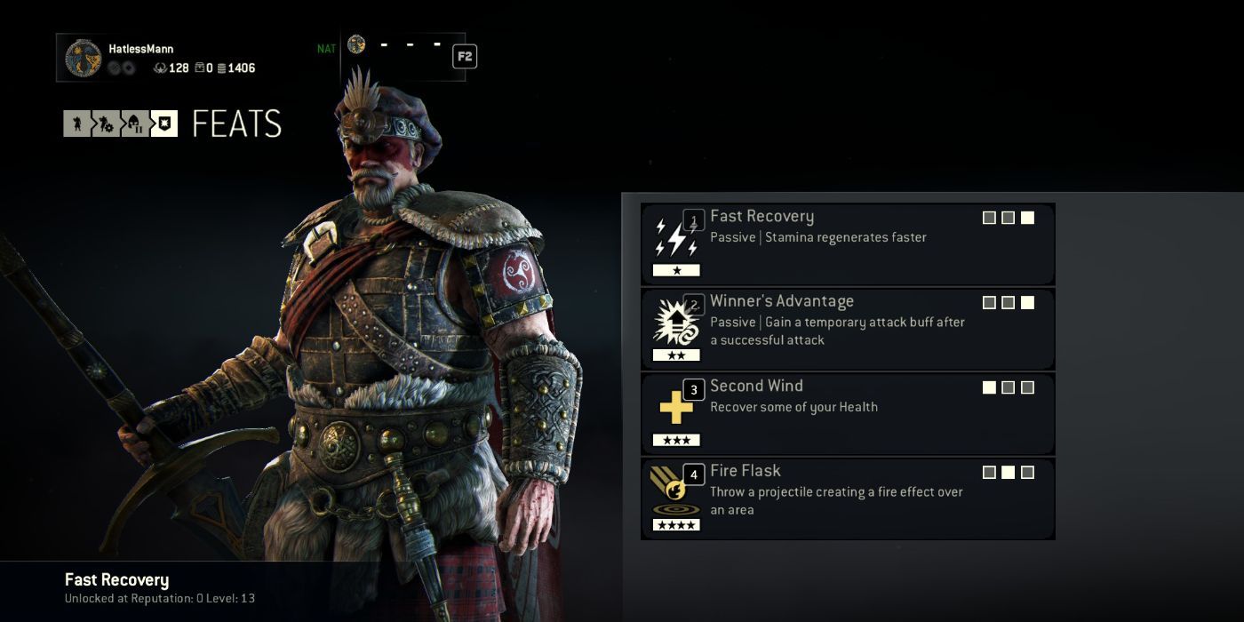 A look at a Highlander's feats in the loadout screen
