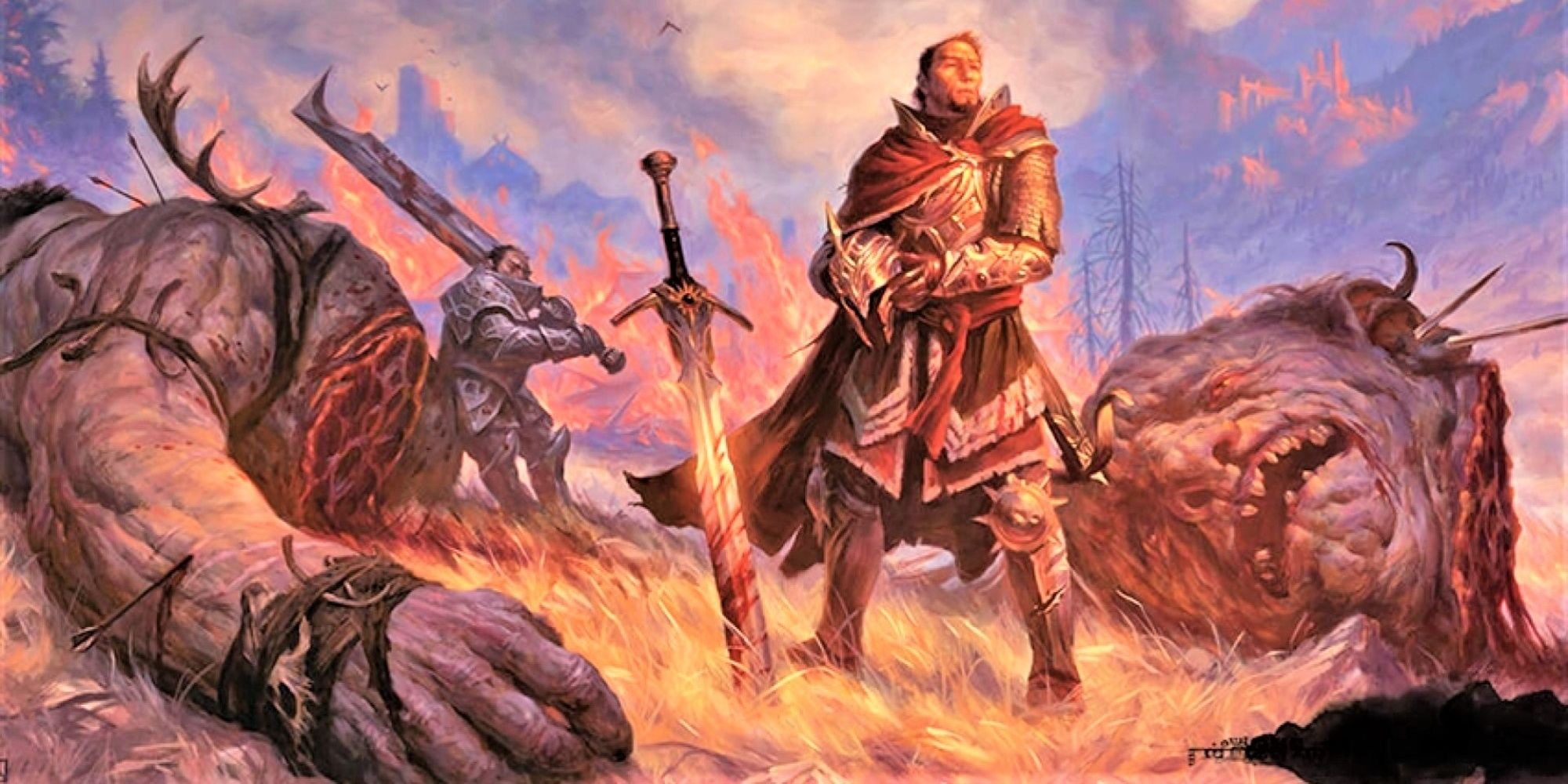 Un combattente in piedi accanto alla sua vittima dopo un lungo combattimento in Dungeons & Dragons