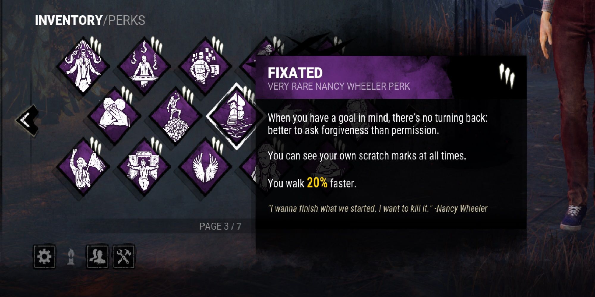 Fixated Dead By Daylight Perk Screenshot Of Description In Survivor Loadout Menu