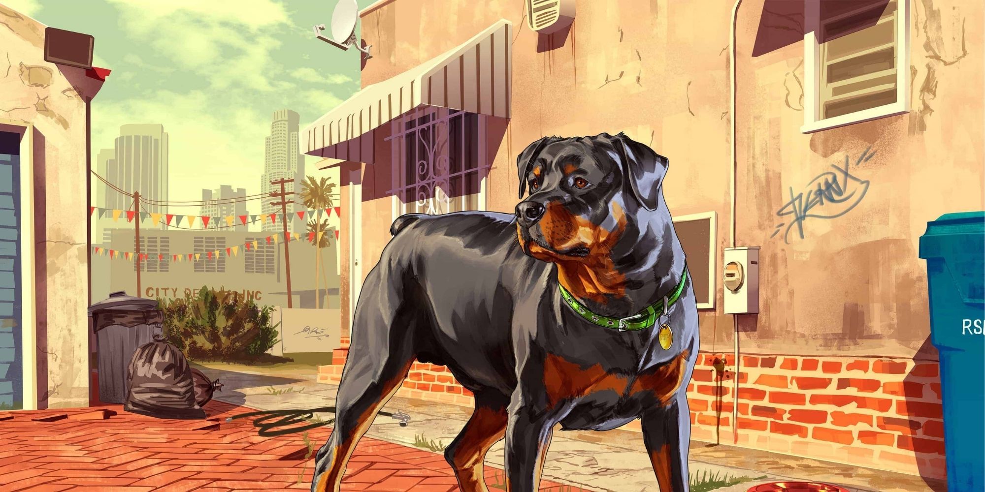 GTAV artwork of chop looking like a good boy