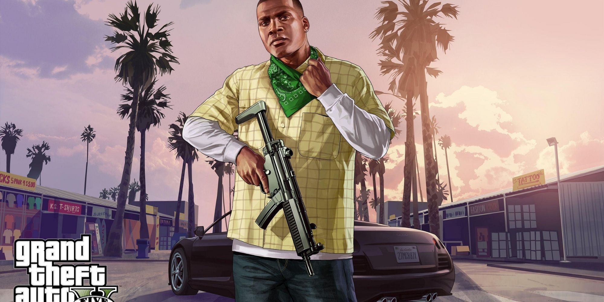 GTAV loading screen art of franklin clinton holding gun