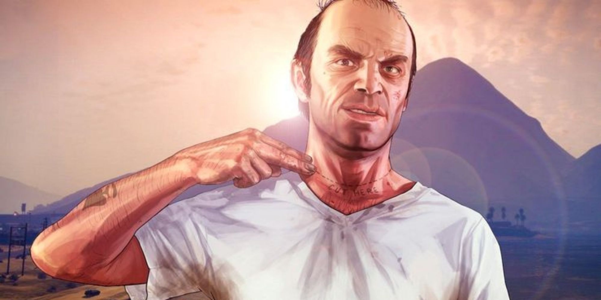 GTAV trevor philips art making cut throat gesture