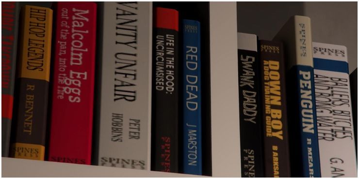 A book called Red Dead by J Marston lies on a bookshelf in GTA V.