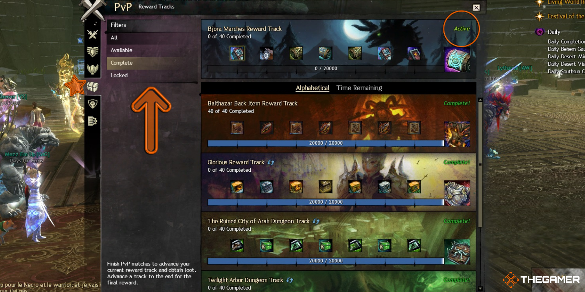 GW2 - Screenshot showing the player the details of the Rewards Track tab on the PvP menu