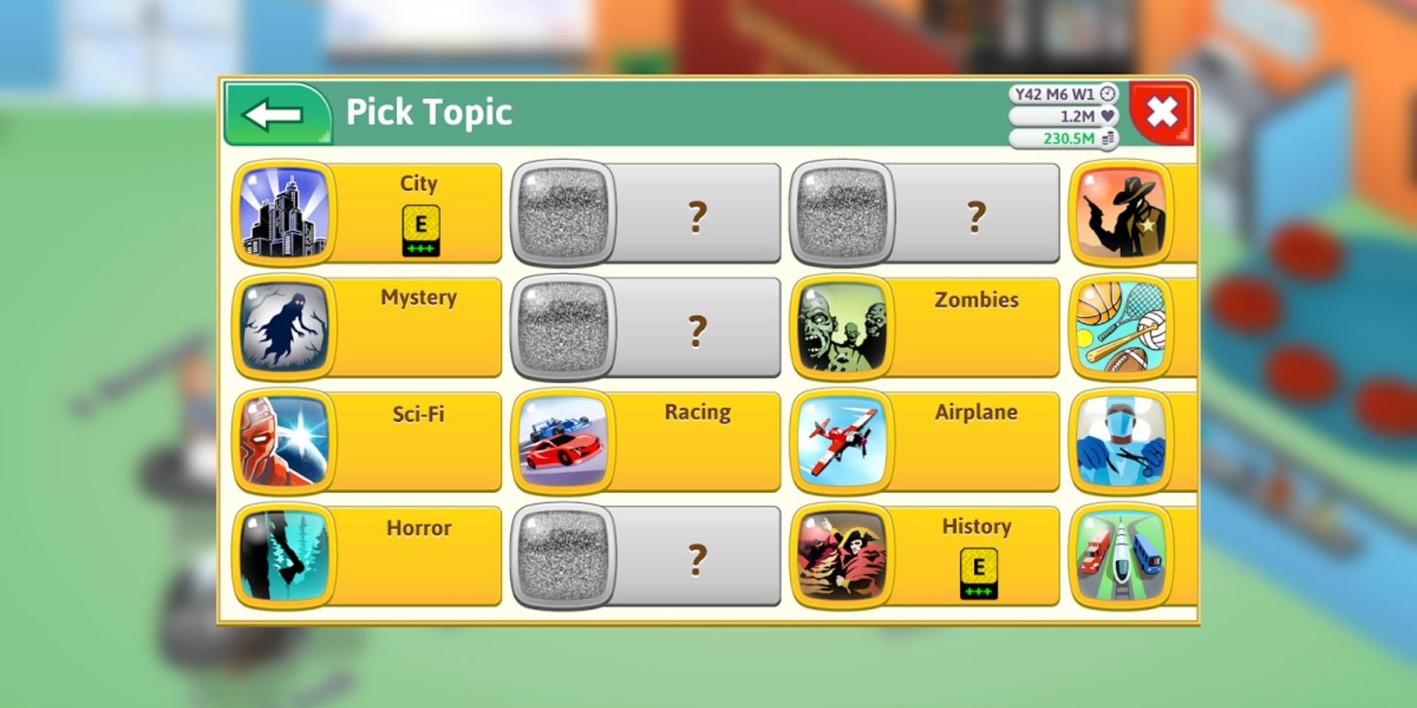 Game Dev Tycoon list of game topics
