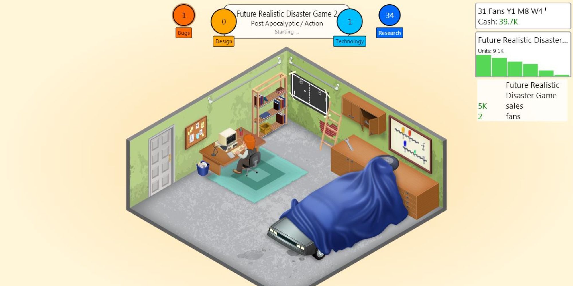 Game Dev Tycoon Alone in the garage