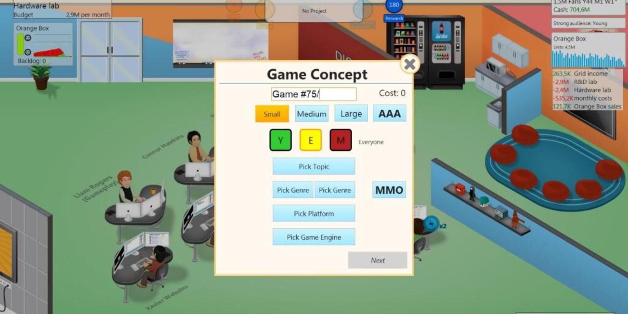 hire employees in game studio tycoon 2