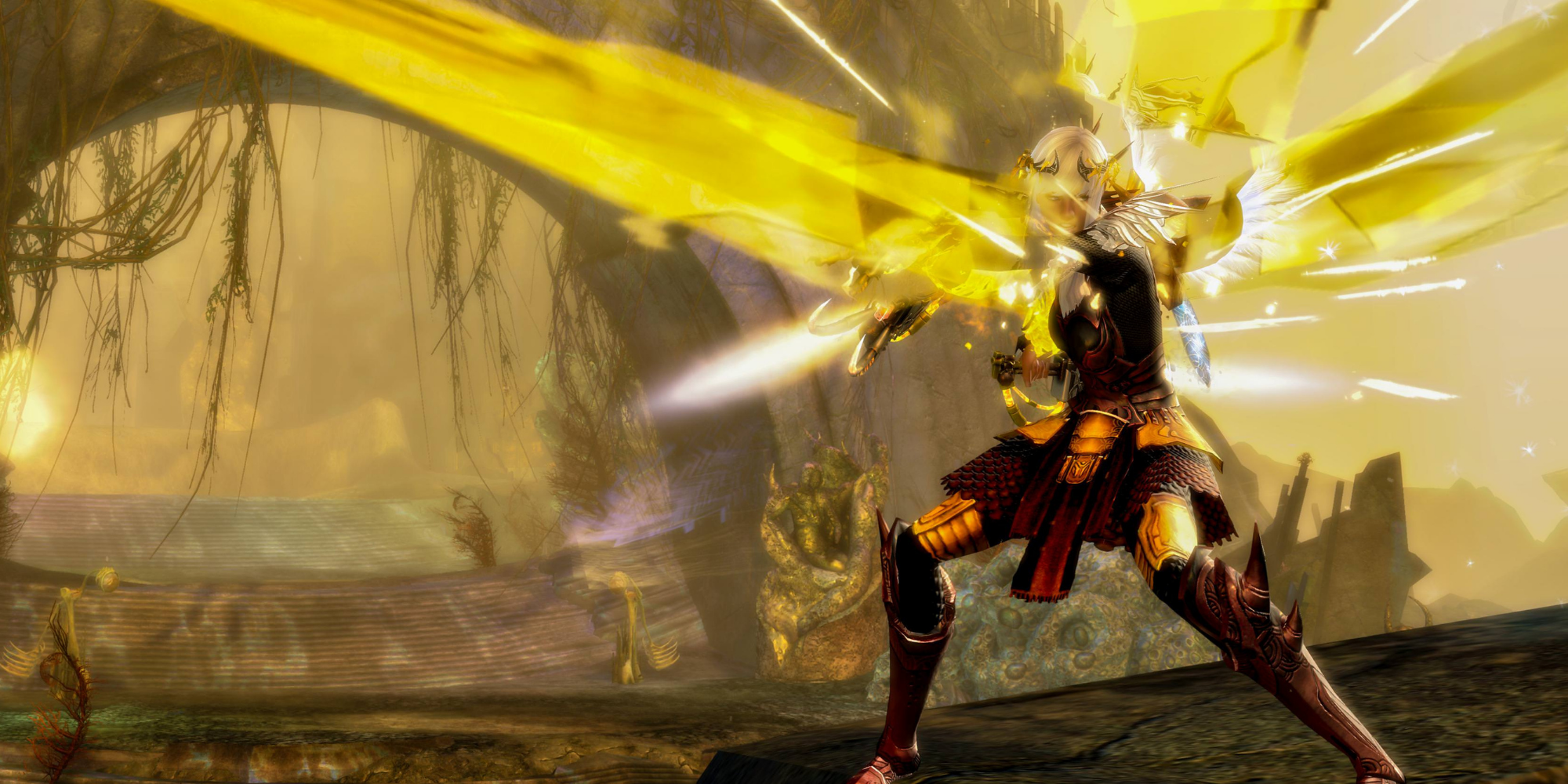 Guild Wars 2 - In-Game screenshot of Warrior in Orr using weapons