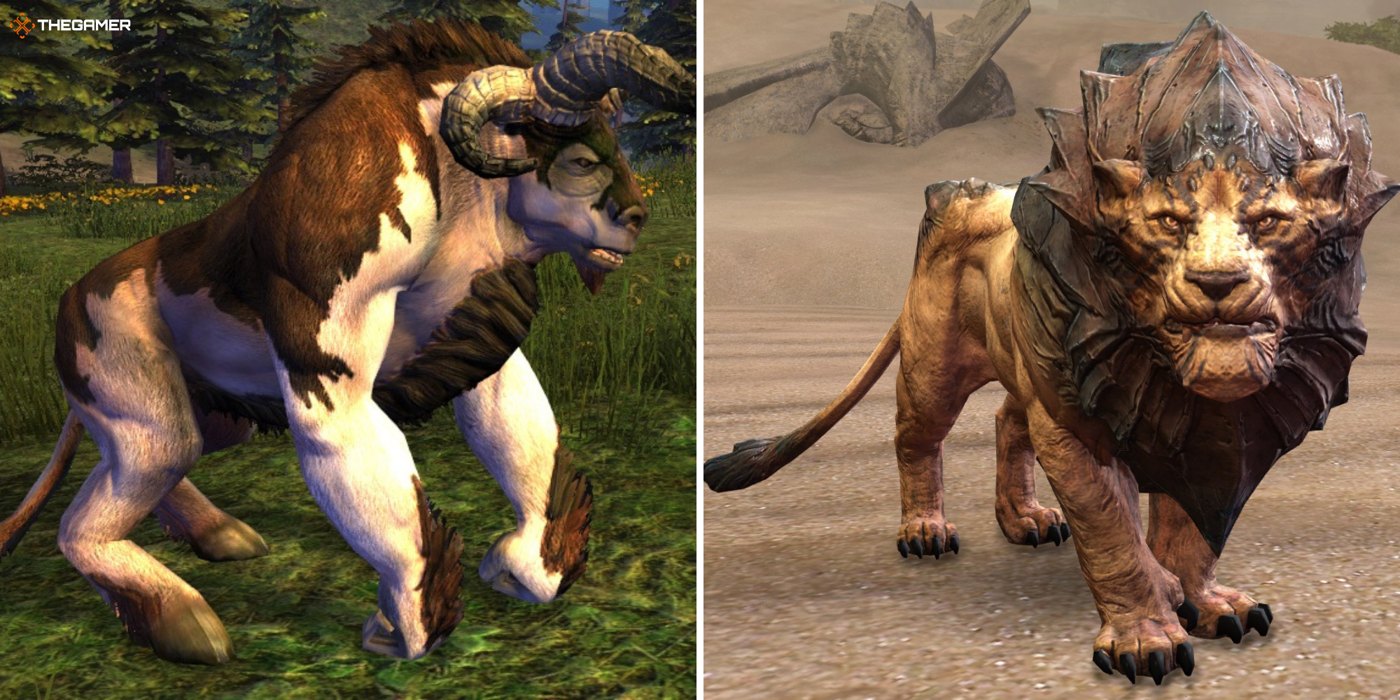 Guild Wars 2 - Minotaur on left, Sand Lion on right