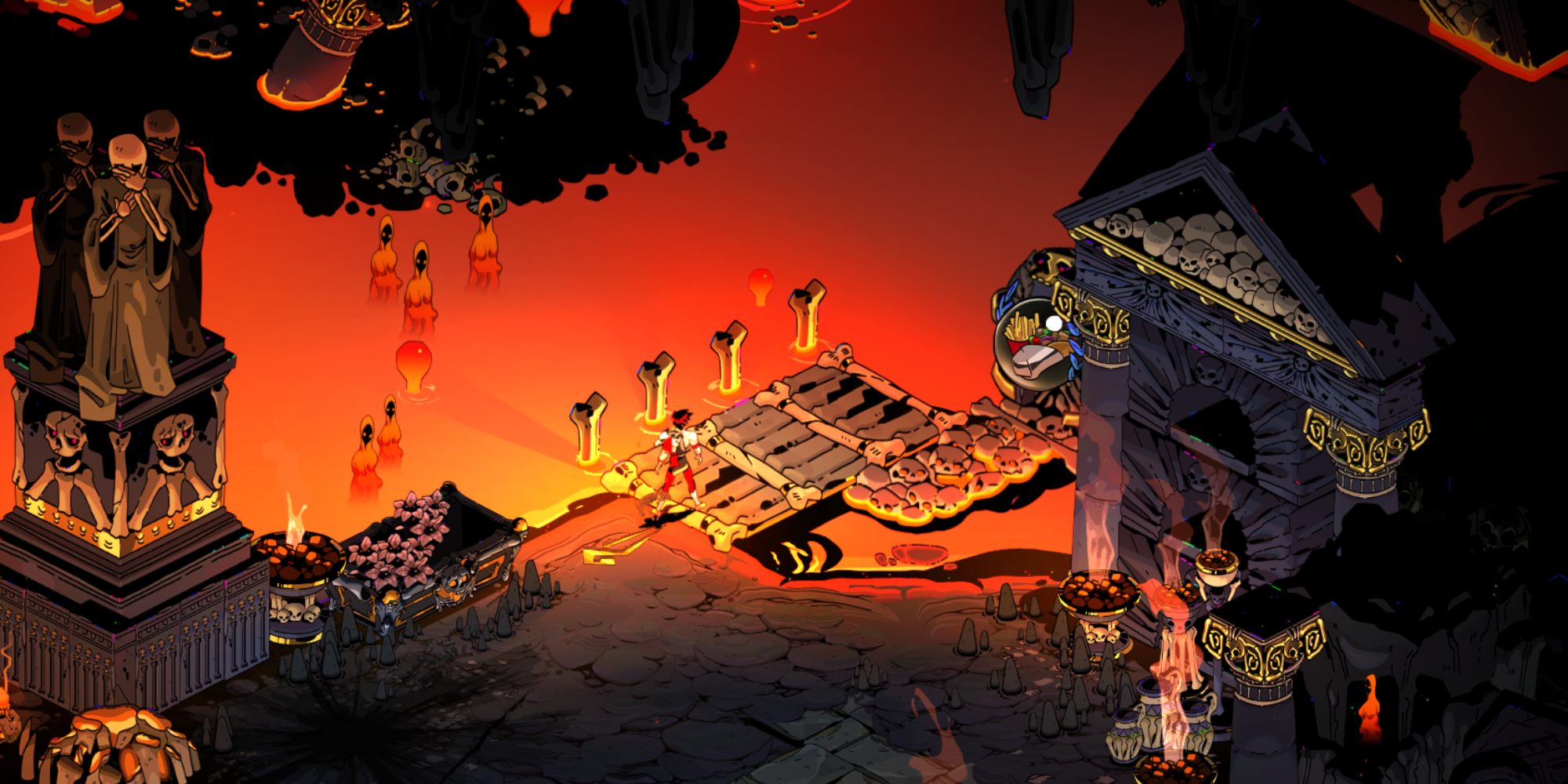 zagreus exploring the underworld fire area in hades