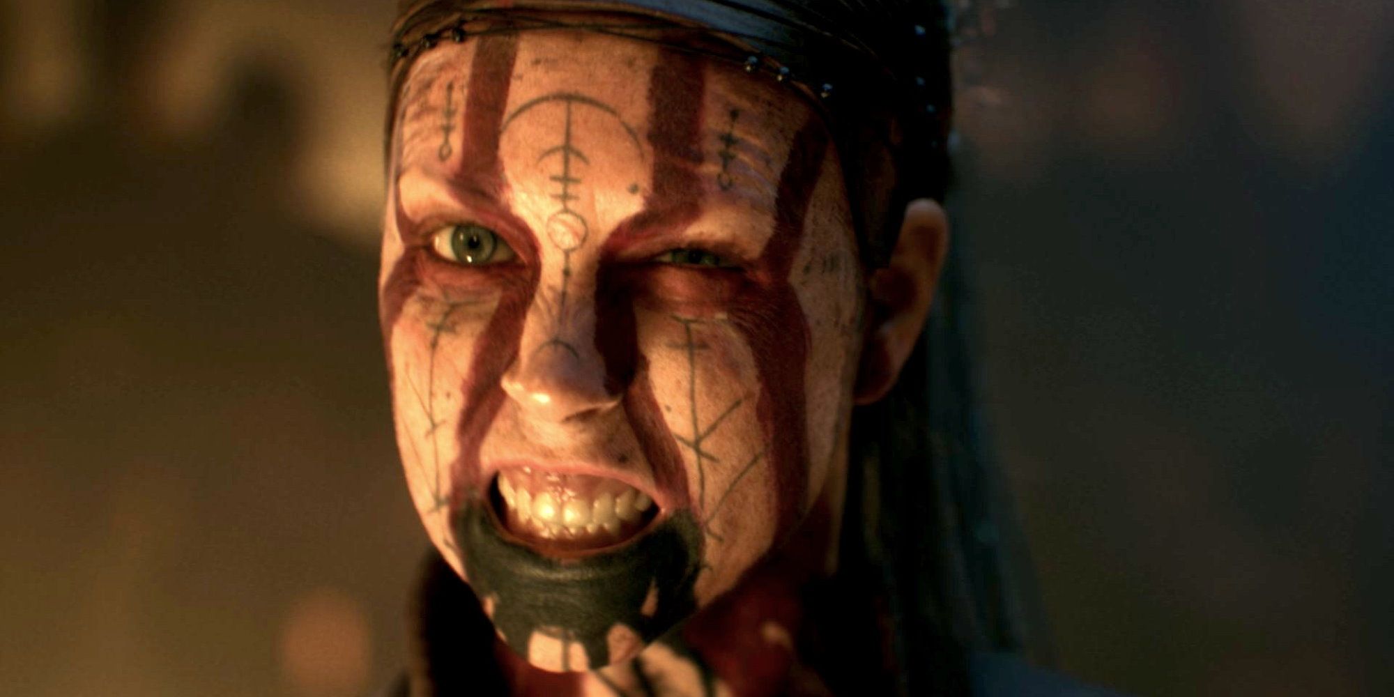 A screenshot showing Senua in the Hellblade 2 tech demo