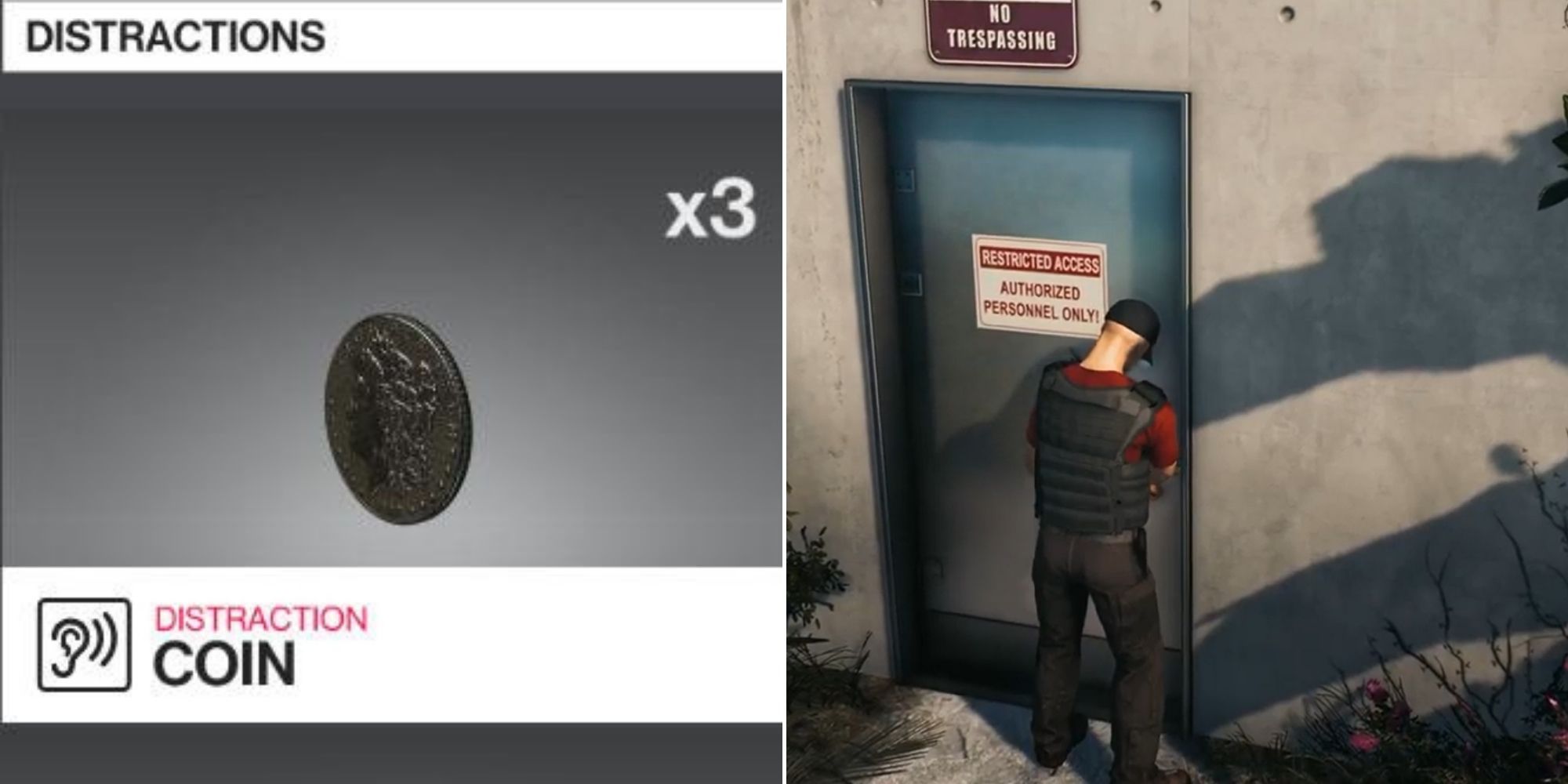 Hitman 2 - A Coin being selected during the briefing screen - Agent 47 lockpicking a door